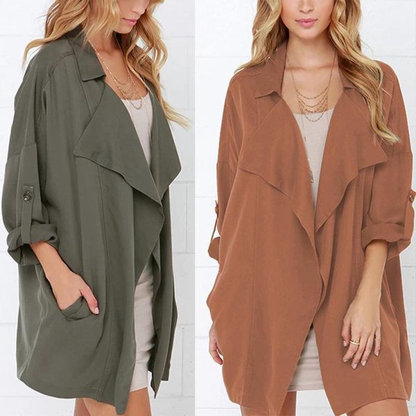 women's trench coats womens seven-quarter sleeve coat british style solid color loose casual windbreaker -opk, Tan;black 
women's trench coats womens seven-quarter sleeve coat british style solid color loose casual windbreaker -opk, Tan;black