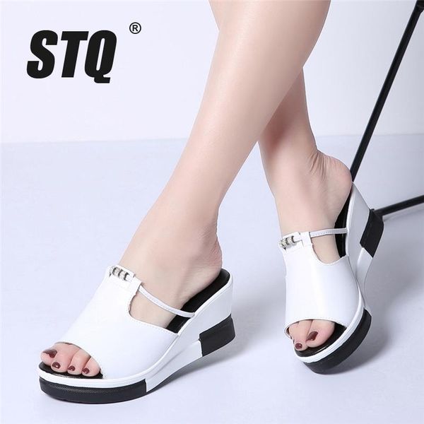 slippers stq 2021 summer women flat platform slides sandals shoes slip on open toe white genuine leather wedge 9505, Black
slippers stq 2021 summer women flat platform slides sandals shoes slip on open toe white genuine leather wedge 9505, Black
