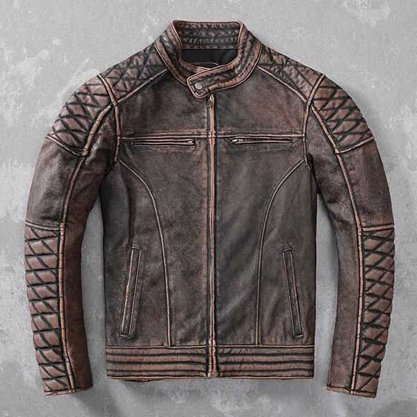 vintage men leather jacket thick 100% genuine cowhide biker slim fit motorcycle coat autumn asian size s-5xl m419 men's & faux, Black
vintage men leather jacket thick 100% genuine cowhide biker slim fit motorcycle coat autumn asian size s-5xl m419 men's & faux, Black