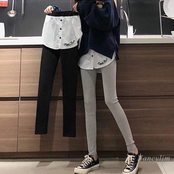 women's leggings women spring winter korean style slim fit fake two piece plush inner warm trousers leggins mujer pantalon femme, Black
women's leggings women spring winter korean style slim fit fake two piece plush inner warm trousers leggins mujer pantalon femme, Black