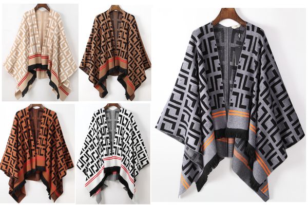 womens cape classical womans cloak with f logo printed high quallity winter autumn spring cardigan design knitting fringe size-2, Black
womens cape classical womans cloak with f logo printed high quallity winter autumn spring cardigan design knitting fringe size-2, Black