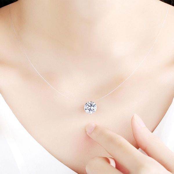 pendant necklaces 2021 fashion zircon necklace invisible fishing line for women jewelry decoration, Silver
pendant necklaces 2021 fashion zircon necklace invisible fishing line for women jewelry decoration, Silver