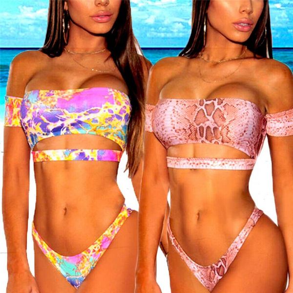 women's swimwear 2021 women off shoulder bikini push up snakeskin swimsuit padded bathing suit beachwear summer swimming costume, White;black
women's swimwear 2021 women off shoulder bikini push up snakeskin swimsuit padded bathing suit beachwear summer swimming costume, White;black