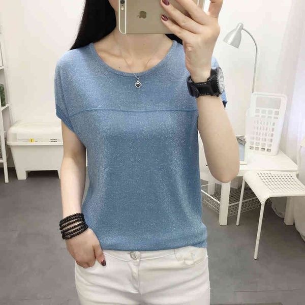 women knitted t-shirts summer fashion female solid o-neck short sleeve elastic casual t-shirt pullover tees shirt 210423, White
women knitted t-shirts summer fashion female solid o-neck short sleeve elastic casual t-shirt pullover tees shirt 210423, White