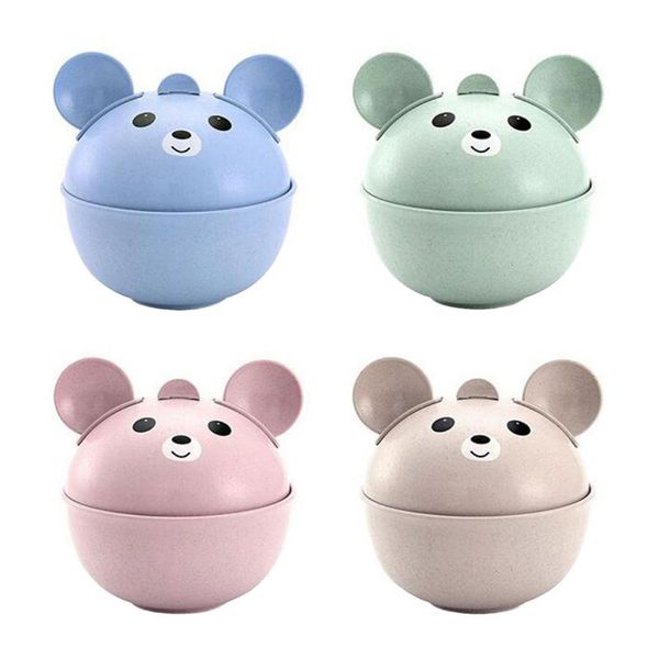 bowls children cartoon animal wheat straw cover rice kids round soup bowl