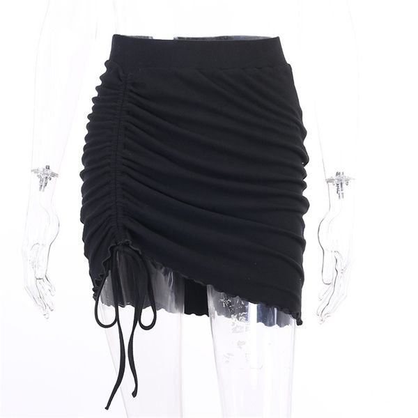 women summer asymmetrical mini skirt drawstring decorated elegant fashion solid color high elastic waist 210522, Black
women summer asymmetrical mini skirt drawstring decorated elegant fashion solid color high elastic waist 210522, Black