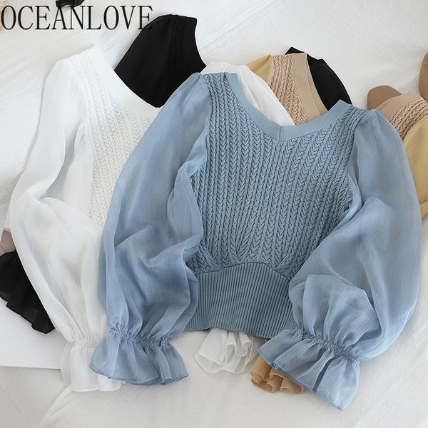 women's sweaters oceanlove pullovers chiffon lantern sleeve solid short pull femme 2021 v neck patchwork sweet girls fashion women 1346, White;black
women's sweaters oceanlove pullovers chiffon lantern sleeve solid short pull femme 2021 v neck patchwork sweet girls fashion women 1346, White;black