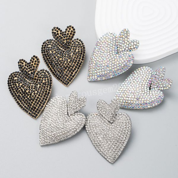 luxury sparkly rhinestone heart dangle earrings ins trendy double layer crystal earring girls party ear jewelry, Silver
luxury sparkly rhinestone heart dangle earrings ins trendy double layer crystal earring girls party ear jewelry, Silver