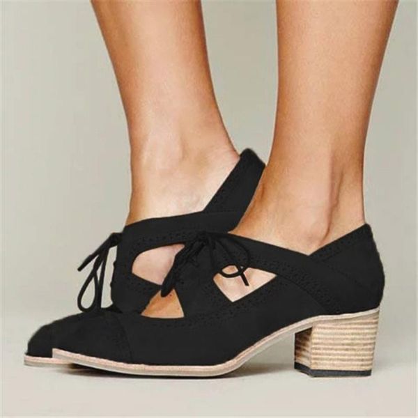 fashion casual women suqare heels lace-up short boot solid color hollow single shoes sandals round toe outside basic, Black
fashion casual women suqare heels lace-up short boot solid color hollow single shoes sandals round toe outside basic, Black