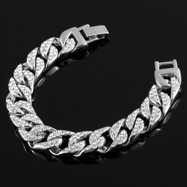 link, chain men's fashion hip-hop rock style domineering stainless steel zircon gold bracelet jewelry gift, Black
link, chain men's fashion hip-hop rock style domineering stainless steel zircon gold bracelet jewelry gift, Black