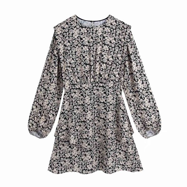 dresses 2021 women vintage printed long sleeves short elegant chic lady fashion woman es, Black;gray
dresses 2021 women vintage printed long sleeves short elegant chic lady fashion woman es, Black;gray