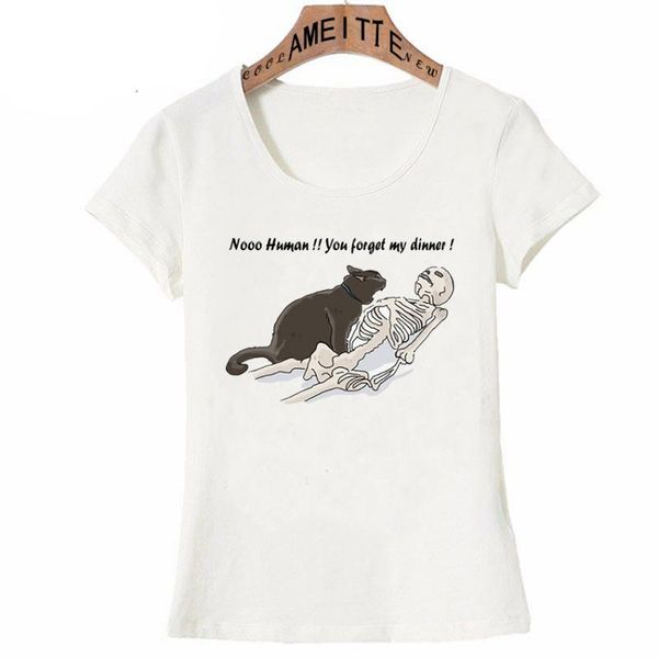 women's t-shirt funny cat and skull design no human you forget my dinner print women short sleeve casual girl retro white tees
women's t-shirt funny cat and skull design no human you forget my dinner print women short sleeve casual girl retro white tees