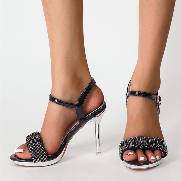 sandals alta qualidade sandálias femininas moda cristal strass plissado dedo do pé aberto tornozelo fivela cinta stiletto saltos festa sapat, Black
sandals alta qualidade sandálias femininas moda cristal strass plissado dedo do pé aberto tornozelo fivela cinta stiletto saltos festa sapat, Black