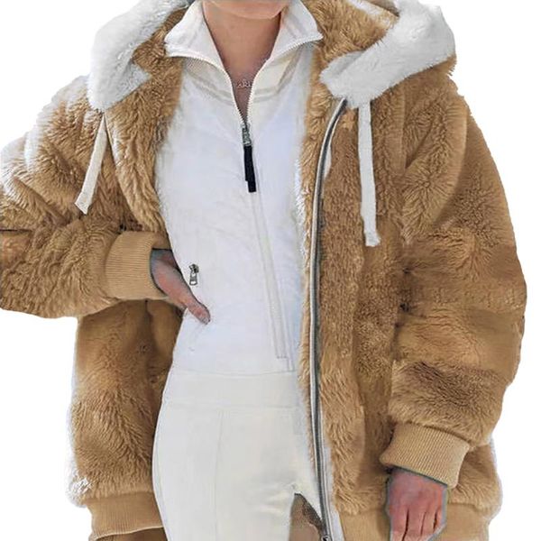 women's jackets knitted long sleeve solid color women zip spliced winter casual fur hooded coats drawstring female cardigan street styl, Black;brown
women's jackets knitted long sleeve solid color women zip spliced winter casual fur hooded coats drawstring female cardigan street styl, Black;brown