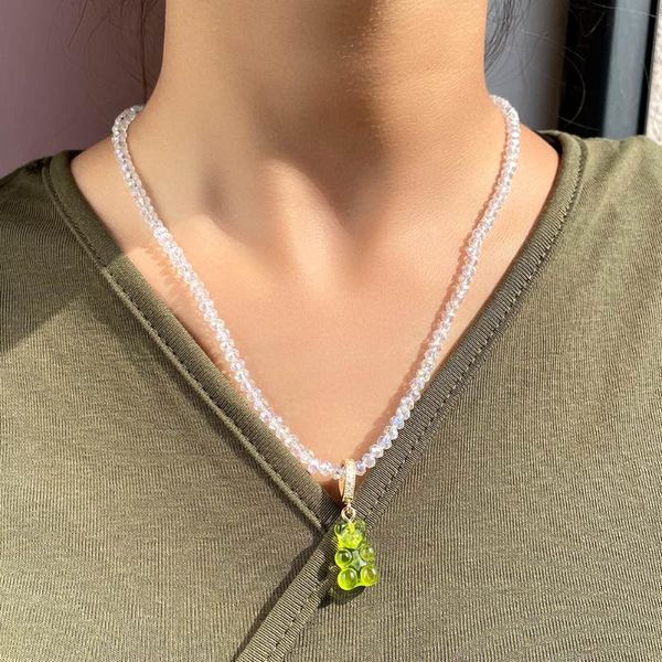 chains transparent rainbow color gummy zircon pendant crystal bead necklace for women cartoon bear charms acrylic beaded choker jewelry, Silver
chains transparent rainbow color gummy zircon pendant crystal bead necklace for women cartoon bear charms acrylic beaded choker jewelry, Silver