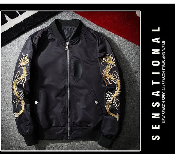men's jackets bomber jacket dragon eagle embroidery men stand collar fashion outwear autumn coat bomb baseball a6jj, Black;brown
men's jackets bomber jacket dragon eagle embroidery men stand collar fashion outwear autumn coat bomb baseball a6jj, Black;brown