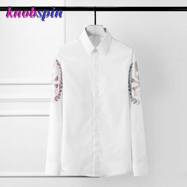 men's dress shirts brand personality skull beading men shirt long sleeve slim casual chemise homme business male cotton plus size, White;black
men's dress shirts brand personality skull beading men shirt long sleeve slim casual chemise homme business male cotton plus size, White;black