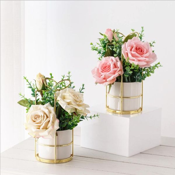 decorative flowers & wreaths nordic simulation flower set ceramic golden vase rose artificial plants potted home party villa living room dec
decorative flowers & wreaths nordic simulation flower set ceramic golden vase rose artificial plants potted home party villa living room dec