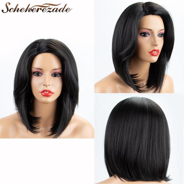 synthetic wigs scheherezade short bob wig blue color natural straight with bangs for women lace front heat resistant cosplay, Black
synthetic wigs scheherezade short bob wig blue color natural straight with bangs for women lace front heat resistant cosplay, Black