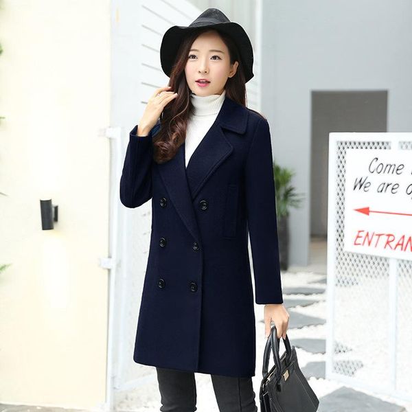 women's wool & blends fashion pockets women long cashmer coat double breasted wide-waisted woolen jacket turn-down collar and, Black
women's wool & blends fashion pockets women long cashmer coat double breasted wide-waisted woolen jacket turn-down collar and, Black