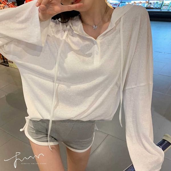 sportswear women hooded tee 100% cotton solid color soft pullovers shirt spring summer sun protection clothes thin 210527, White
sportswear women hooded tee 100% cotton solid color soft pullovers shirt spring summer sun protection clothes thin 210527, White