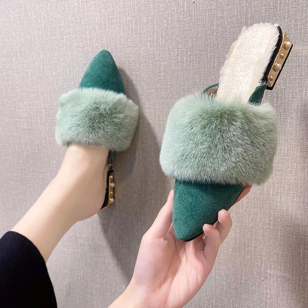 women's slippers winter warm women shoes fashion real fur mules slides zapatos de mujer, Black
women's slippers winter warm women shoes fashion real fur mules slides zapatos de mujer, Black