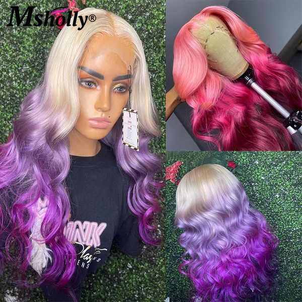 ombre purple colored lace front human hair wigs pink red body wave wig remy glueless brazilian for black women 8-26, Black;brown
ombre purple colored lace front human hair wigs pink red body wave wig remy glueless brazilian for black women 8-26, Black;brown