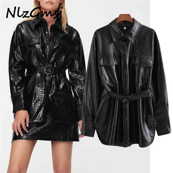 jacket women long pu coat high street jackets with belts female black solid classic fashion outerwears 210628, Black;brown
jacket women long pu coat high street jackets with belts female black solid classic fashion outerwears 210628, Black;brown