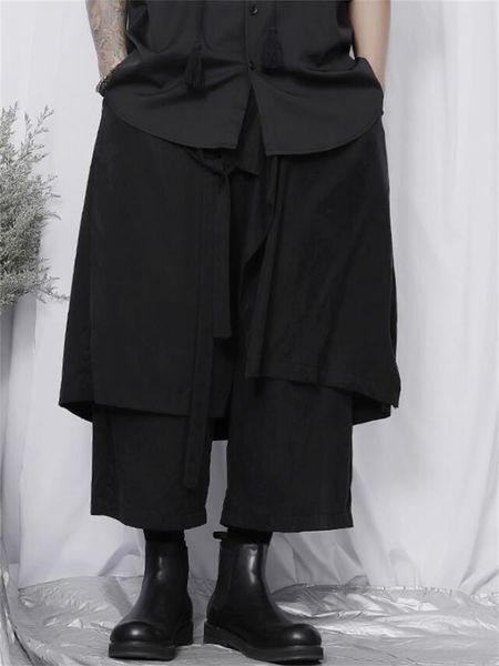 men's pants wide-leg casual culottes yamamoto style niche design multi-level splicing large size nine, Black
men's pants wide-leg casual culottes yamamoto style niche design multi-level splicing large size nine, Black