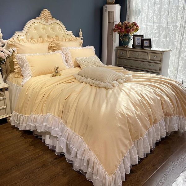 yellow pink soft cozy long staple cotton sanding princess bedding set double white lace edge duvet cover bed skirt pillowcases sets
yellow pink soft cozy long staple cotton sanding princess bedding set double white lace edge duvet cover bed skirt pillowcases sets