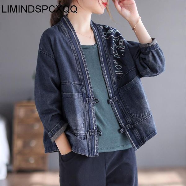 women's jackets limindspcxqq ladies vintage casual denim jacket 2021 autumn chinese style women loose coats fashion design female v-nec, Black;brown
women's jackets limindspcxqq ladies vintage casual denim jacket 2021 autumn chinese style women loose coats fashion design female v-nec, Black;brown