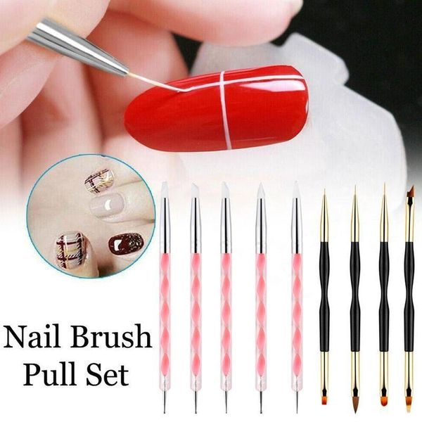 nail brushes 9pcs art brush draw line pen double-ended set crystal painted black tool, Yellow
nail brushes 9pcs art brush draw line pen double-ended set crystal painted black tool, Yellow