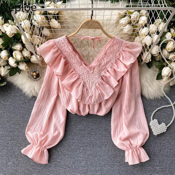 neploe elegant women blouses double v-neck sweet ruffles shirts slim fit all-match chic blouse solid color puff sleeve women's &, White
neploe elegant women blouses double v-neck sweet ruffles shirts slim fit all-match chic blouse solid color puff sleeve women's &, White