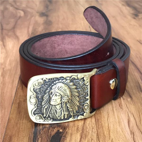 brass chief belt buckle thick leather men jeans strap ceinture homme cinturon hombre riem waist mbt0552 belts, Black;brown
brass chief belt buckle thick leather men jeans strap ceinture homme cinturon hombre riem waist mbt0552 belts, Black;brown
