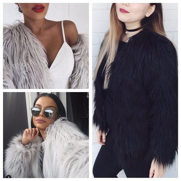 women's fur & faux oat ladies fluffy warm long-sleeved coat furry collarless overcoat autumn and winter fashion clothing, Black
women's fur & faux oat ladies fluffy warm long-sleeved coat furry collarless overcoat autumn and winter fashion clothing, Black