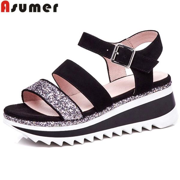 fashion summer arrival shoes woman buckle platform wedges sandals women suede leather bling casual dress, Black
fashion summer arrival shoes woman buckle platform wedges sandals women suede leather bling casual dress, Black