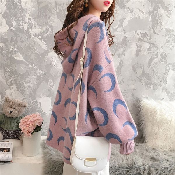 2021 autumn winter new hooded women's pullover loose lazy wind ins super fire sweater coat, White;black
2021 autumn winter new hooded women's pullover loose lazy wind ins super fire sweater coat, White;black