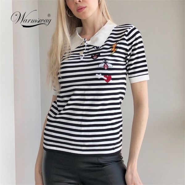 summer striped contrast color short sleeve bee eyes heart embroidery t-shirt pullover knitwear brand design clothes b-191 210522, White
summer striped contrast color short sleeve bee eyes heart embroidery t-shirt pullover knitwear brand design clothes b-191 210522, White