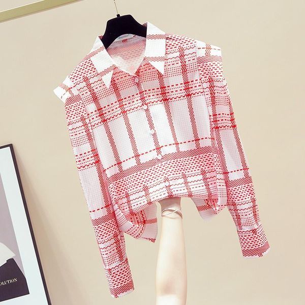 women's blouses & shirts women 2021 autumn fashion oversized vintage long puff sleeve loose female chic plaid turn down collar t19, White
women's blouses & shirts women 2021 autumn fashion oversized vintage long puff sleeve loose female chic plaid turn down collar t19, White