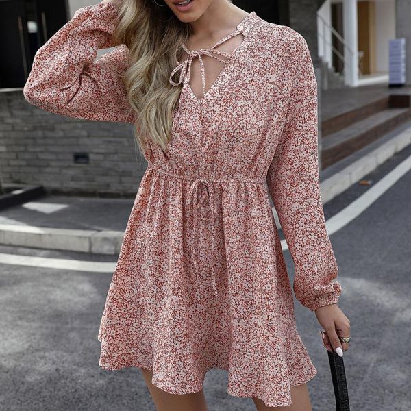 casual dresses chic women dress autumn floral print v neck loose lantern sleeve soft thin female mini for woman party, Black;gray
casual dresses chic women dress autumn floral print v neck loose lantern sleeve soft thin female mini for woman party, Black;gray