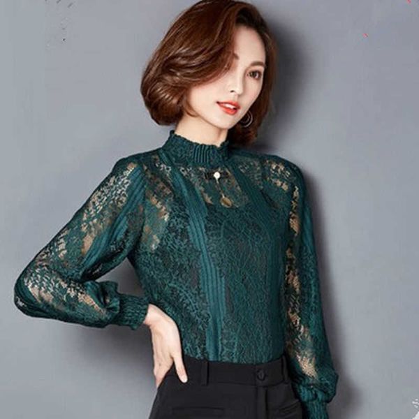 women's spring autumn style lace blouses shirt solid color turtleneck hollow patchwork slim df3843 210609, White
women's spring autumn style lace blouses shirt solid color turtleneck hollow patchwork slim df3843 210609, White