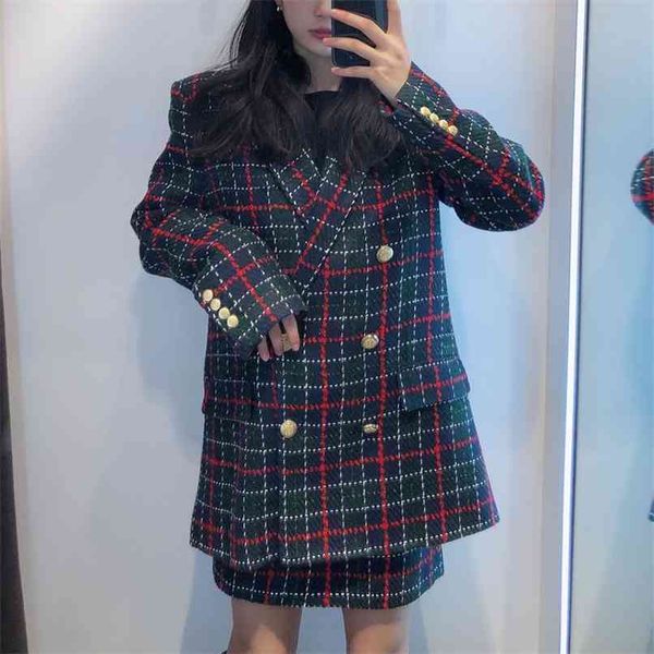 spring and autumn women's casual plaid double-breasted pocket decoration loose jacket 210430, White
spring and autumn women's casual plaid double-breasted pocket decoration loose jacket 210430, White