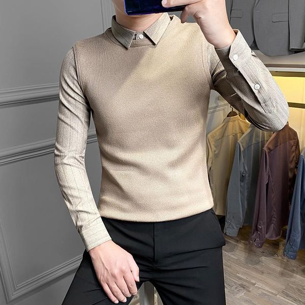 men's sweaters autumn men winter fashion slim casual knitted fake two-piece sweater male patchwork warm pullovers o133, White;black
men's sweaters autumn men winter fashion slim casual knitted fake two-piece sweater male patchwork warm pullovers o133, White;black
