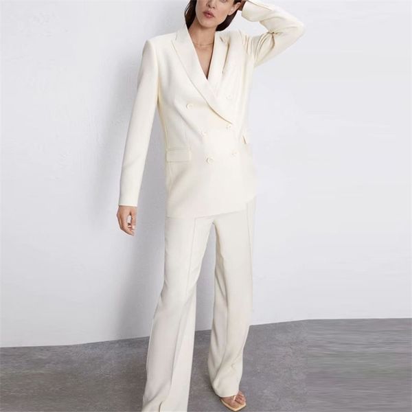 women summer casual ol pants suits 2-piece sets za blazers coats and trousers female elegant solid suit clothing 210513, White
women summer casual ol pants suits 2-piece sets za blazers coats and trousers female elegant solid suit clothing 210513, White