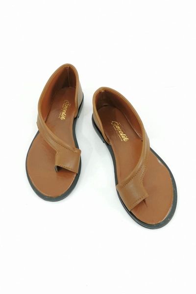 sandals single finger women 's skin sandals-tan, Black