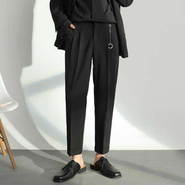 men's pants men korean ins style pleated streetwear fashion casual slim fit pencil suit vintage ankle-length trousers 5e9h, Black
men's pants men korean ins style pleated streetwear fashion casual slim fit pencil suit vintage ankle-length trousers 5e9h, Black