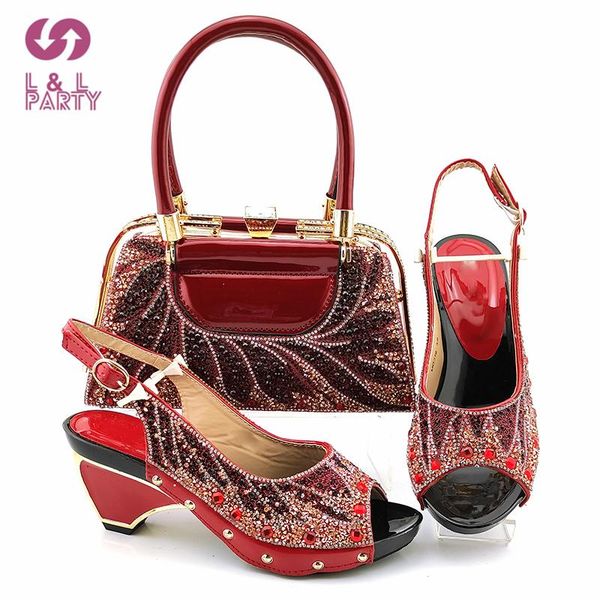 dress shoes wine arrivals specials african women and bag set mature style wedding sadnals with shinning crystal, Black
dress shoes wine arrivals specials african women and bag set mature style wedding sadnals with shinning crystal, Black
