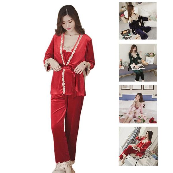 women's two piece pants 2021 pajamas sets spring autumn thin lace women long sleepwear suit home gift female, White
women's two piece pants 2021 pajamas sets spring autumn thin lace women long sleepwear suit home gift female, White