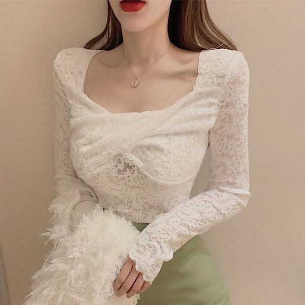 women's blouses & shirts blouse women v-neck long sleeve lace blusas mujer de moda, White
women's blouses & shirts blouse women v-neck long sleeve lace blusas mujer de moda, White