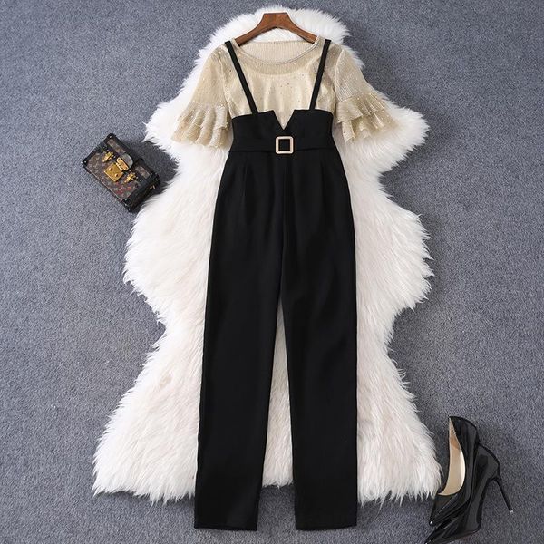 women's blouses & shirts 2021 summer short sleeve sequined chiffon shirt + suspender capris fashion suit 52009, White
women's blouses & shirts 2021 summer short sleeve sequined chiffon shirt + suspender capris fashion suit 52009, White
